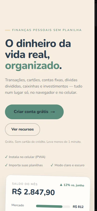 Home do Cacarecos no celular